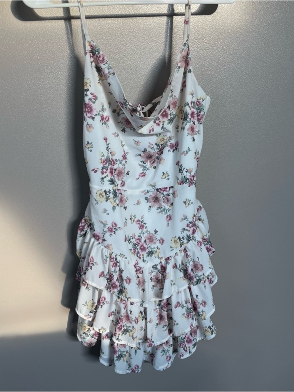 Makeup Forever White Floral Mini Dress with Pink & Yellow Roses